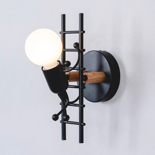 Industriell Original Vegglampe med Metall og Tre | Luvikno