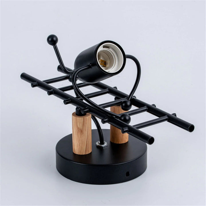 Industriell Original Vegglampe med Metall og Tre | Luvikno