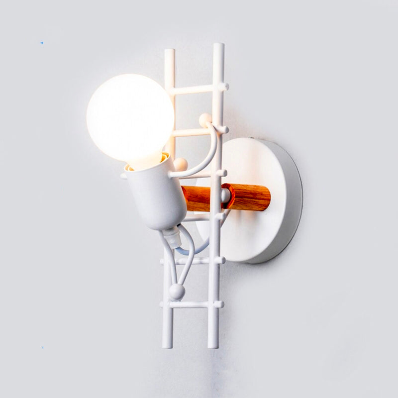 Industriell Original Vegglampe med Metall og Tre | Luvikno