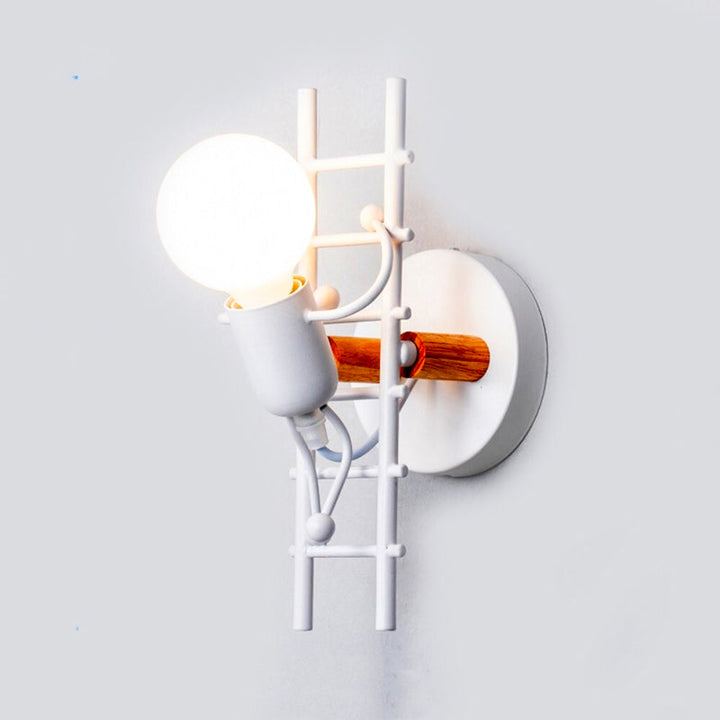 Industriell Original Vegglampe med Metall og Tre | Luvikno