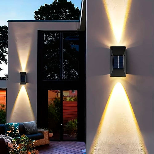 LED solcelle vegglampe (opp-nedlys), 2 stk. Svart | Luvikno