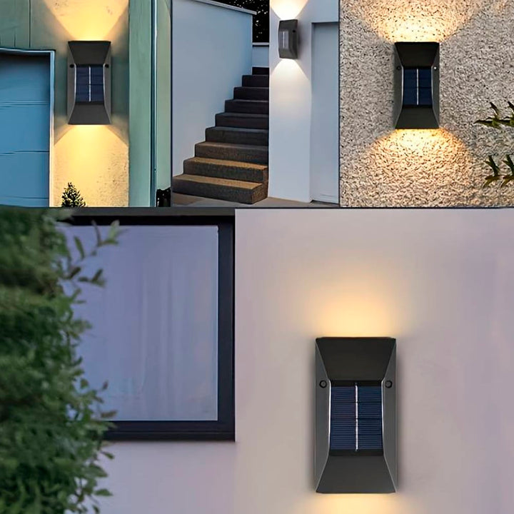 LED solcelle vegglampe (opp-nedlys), 2 stk. Svart | Luvikno