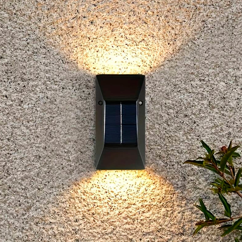 LED solcelle vegglampe (opp-nedlys), 2 stk. Svart | Luvikno