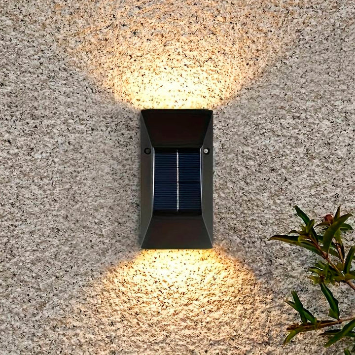 LED solcelle vegglampe (opp-nedlys), 2 stk. Svart | Luvikno