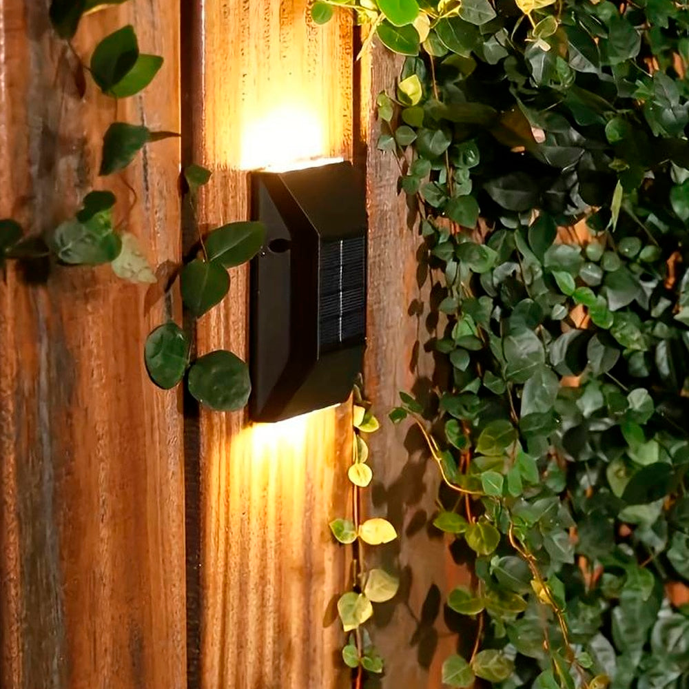 LED solcelle vegglampe (opp-nedlys), 2 stk. Svart | Luvikno