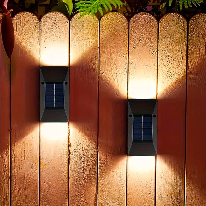 LED solcelle vegglampe (opp-nedlys), 2 stk. Svart | Luvikno