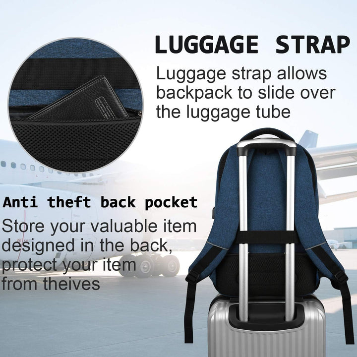 Slim anti-tyveri laptop ryggsekk med USB-ladeport | Luvikno