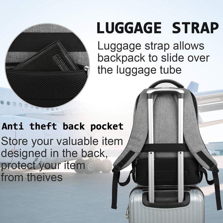 Slim anti-tyveri laptop ryggsekk med USB-ladeport | Luvikno