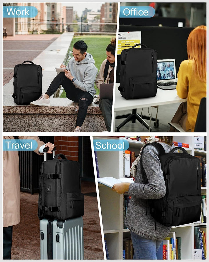 Vanntett reise ryggsekk med skopartisjon og USB-port – 14" bærbar PC passer | Luvikno