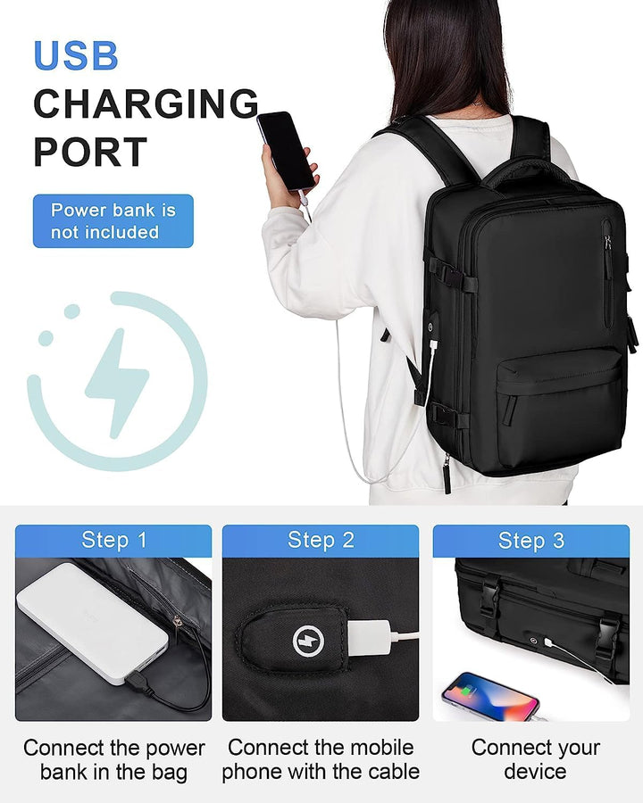 Vanntett reise ryggsekk med skopartisjon og USB-port – 14" bærbar PC passer | Luvikno