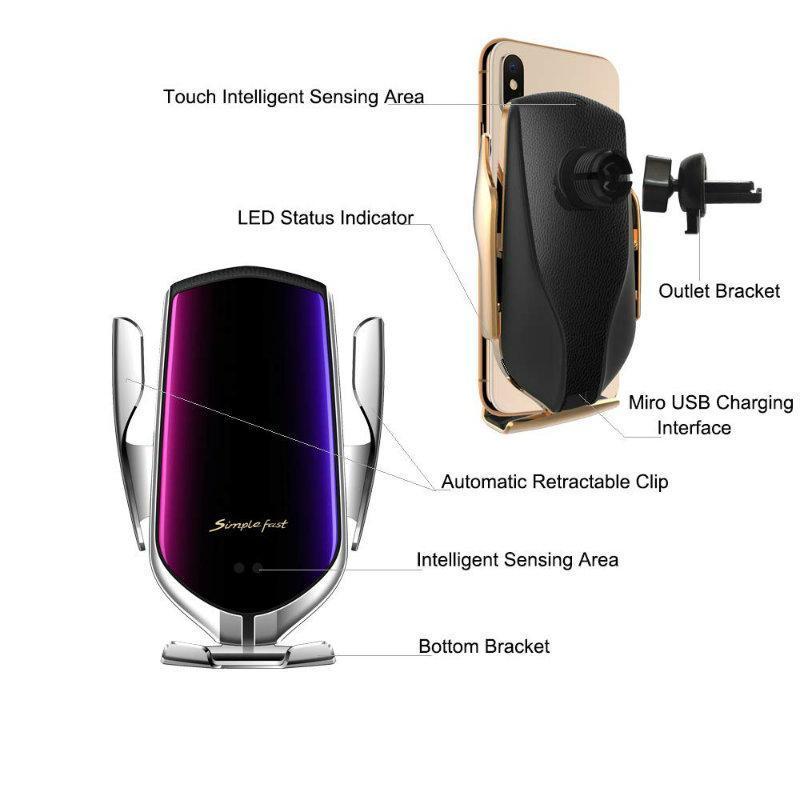 Smart trådløs automatisk sensor bil telefonholder lader | Luvikno