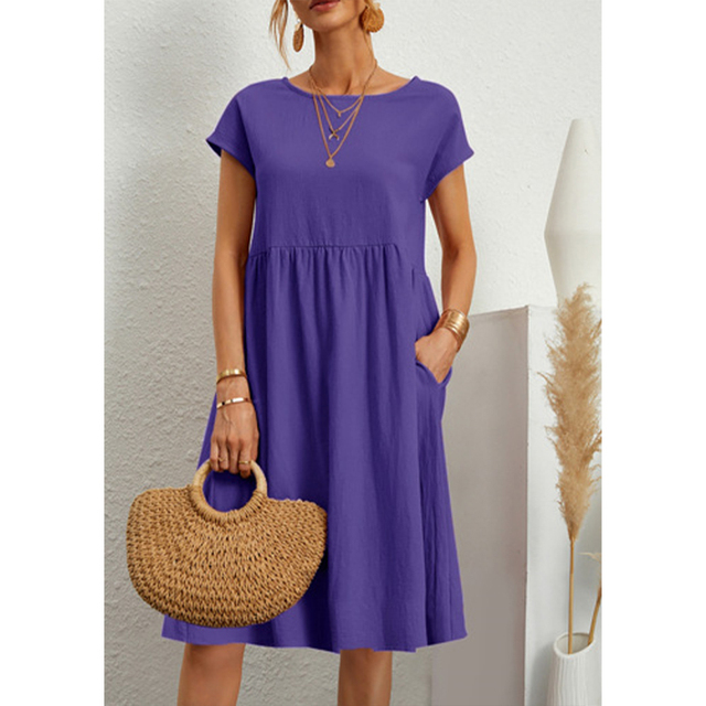 Luvik | Musthave A-linjan Jersey Midi Mekko Lyhyillä Hihansuilla