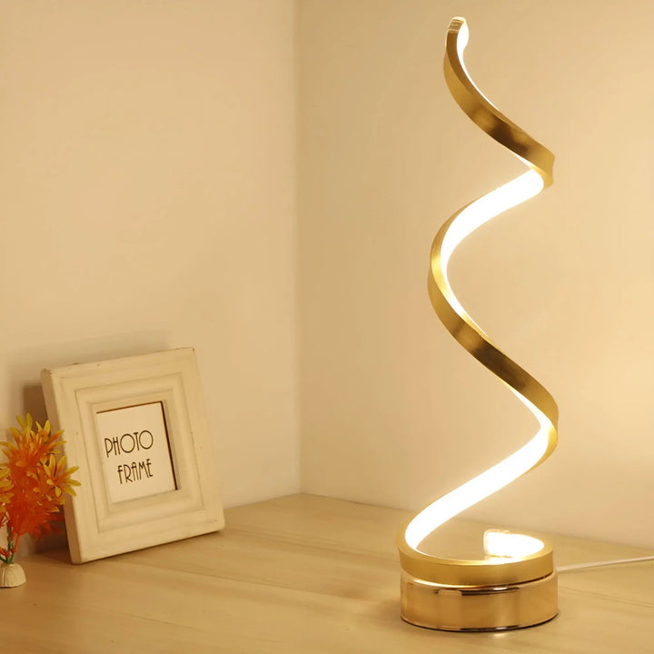 Luvikno | Elegant Spiral Glow LED Skrivebordslampe – Energi Effektiv, Bærekraftig & Øyevennlig Design