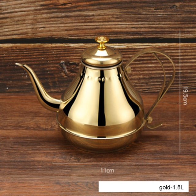 Lang rustfritt stål munn potte kjele med melkefilter infuser oolong te potte | Luvikno