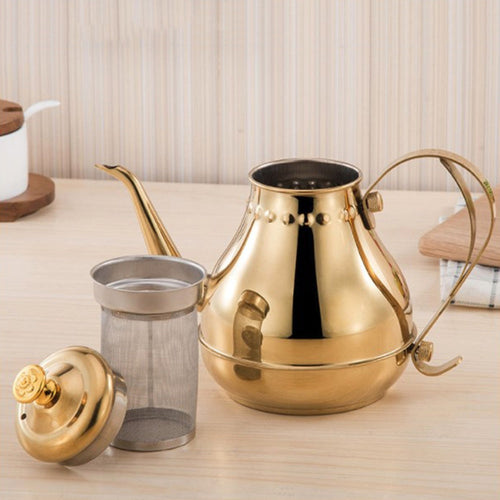 Lang rustfritt stål munn potte kjele med melkefilter infuser oolong te potte | Luvikno
