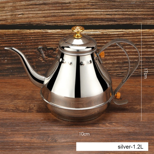 Lang rustfritt stål munn potte kjele med melkefilter infuser oolong te potte | Luvikno