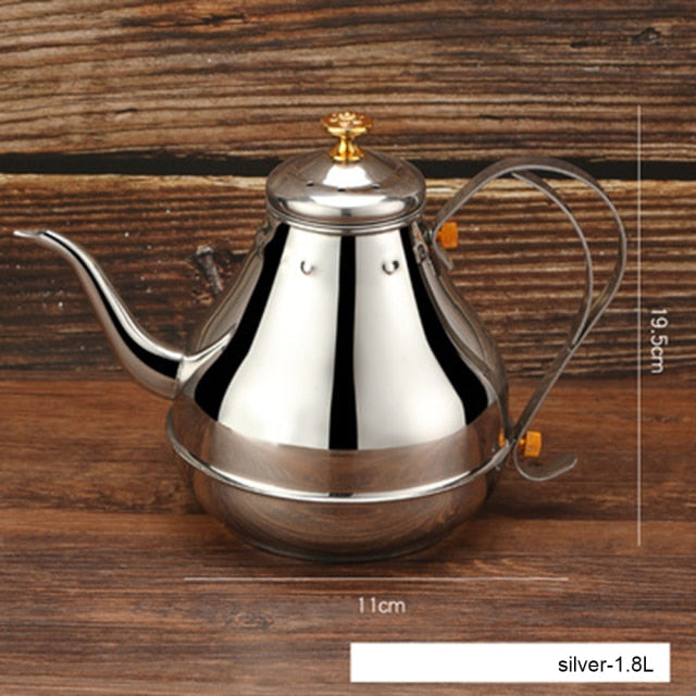 Lang rustfritt stål munn potte kjele med melkefilter infuser oolong te potte | Luvikno