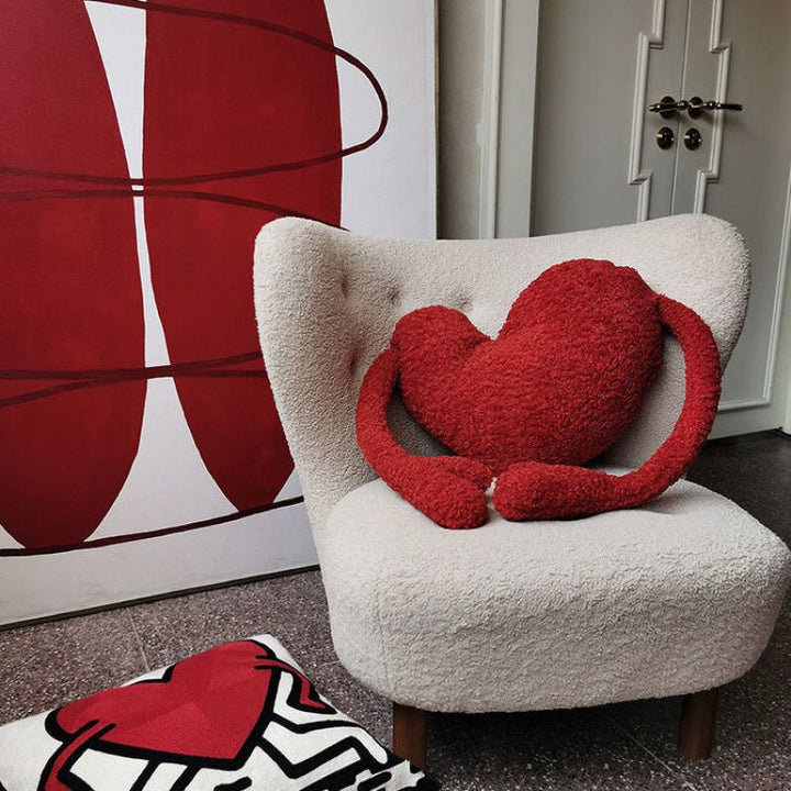 Love Heart Sofa Cushion in Soft Plush Fabric Design | Luvikno