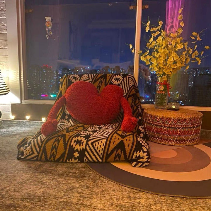 Love Heart Sofa Cushion in Soft Plush Fabric Design | Luvikno