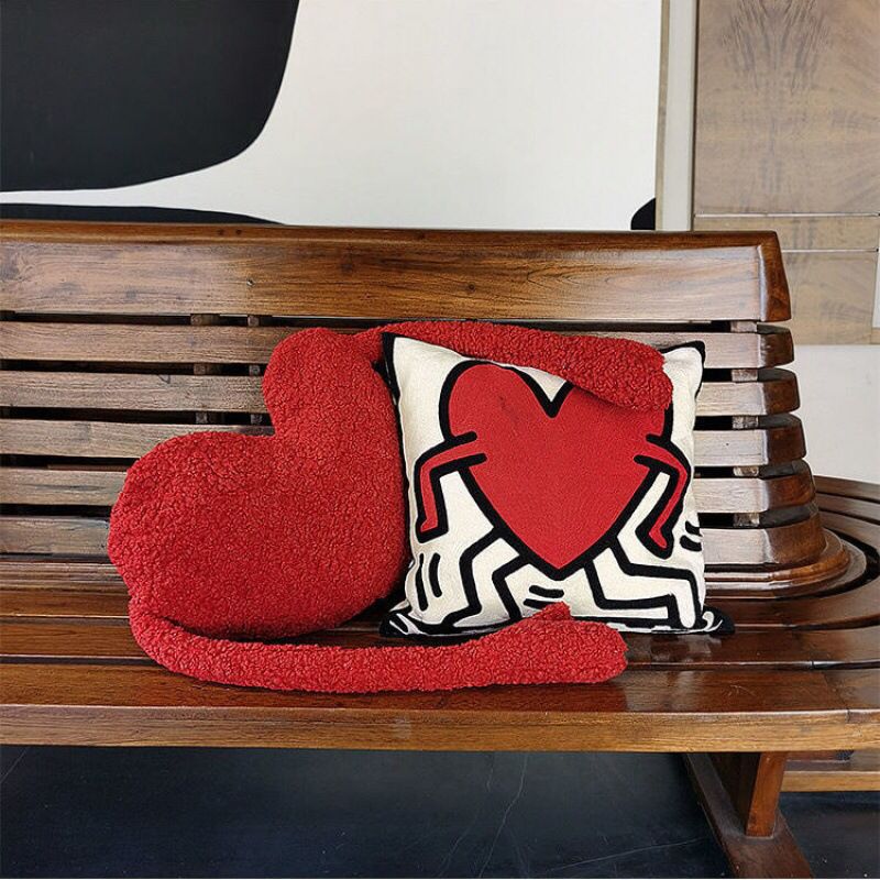 Love Heart Sofa Cushion in Soft Plush Fabric Design | Luvikno