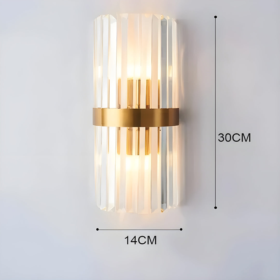 Vegglampe med krystaleffekt – Elegant design med gyllen aksent | Luvikno