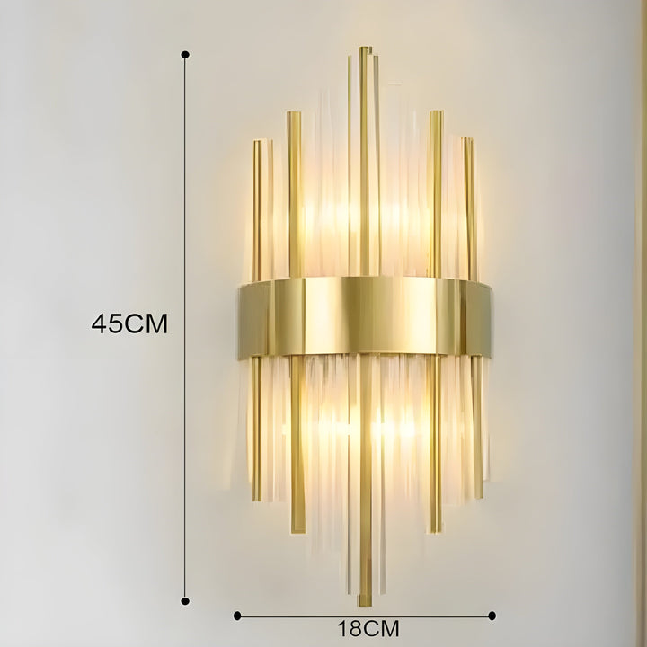 Vegglampe med krystaleffekt – Elegant design med gyllen aksent | Luvikno