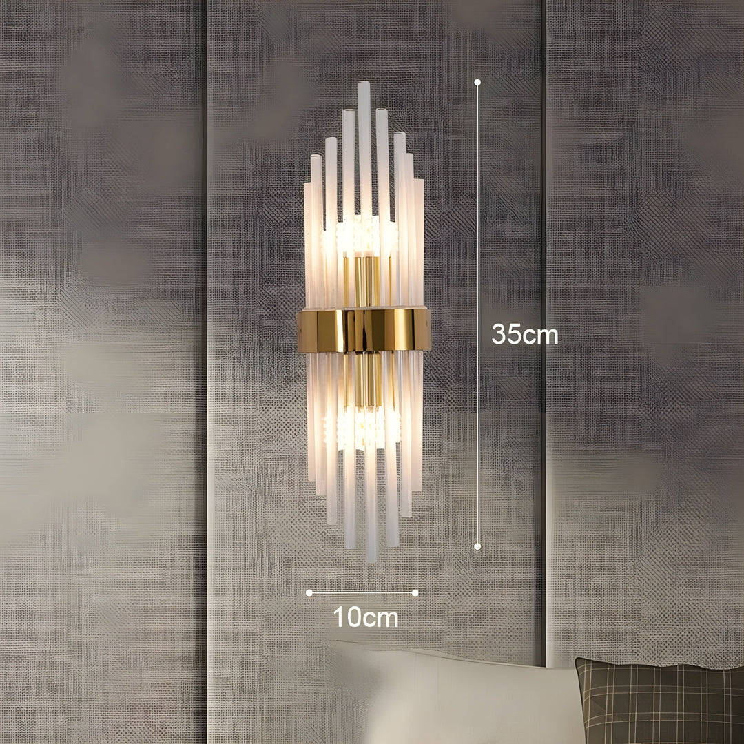 Vegglampe med krystaleffekt – Elegant design med gyllen aksent | Luvikno