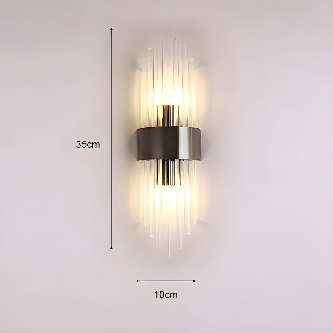 Vegglampe med krystaleffekt – Elegant design med gyllen aksent | Luvikno