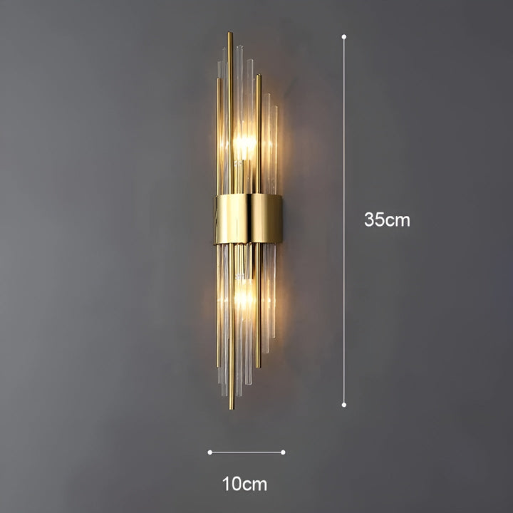 Vegglampe med krystaleffekt – Elegant design med gyllen aksent | Luvikno