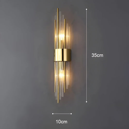Vegglampe med krystaleffekt – Elegant design med gyllen aksent | Luvikno