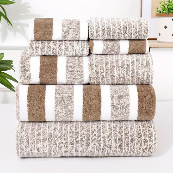 Luvikno | 8-delt korallsfleece håndklesett – Ultra-mykt & hurtig-tørkende