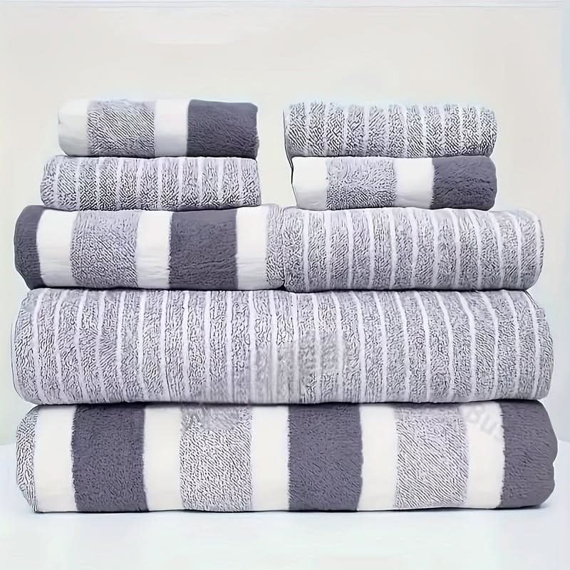 Luvikno | 8-delt korallsfleece håndklesett – Ultra-mykt & hurtig-tørkende