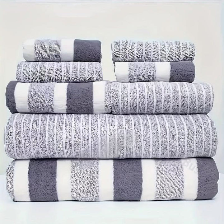 Luvikno | 8-delt korallsfleece håndklesett – Ultra-mykt & hurtig-tørkende
