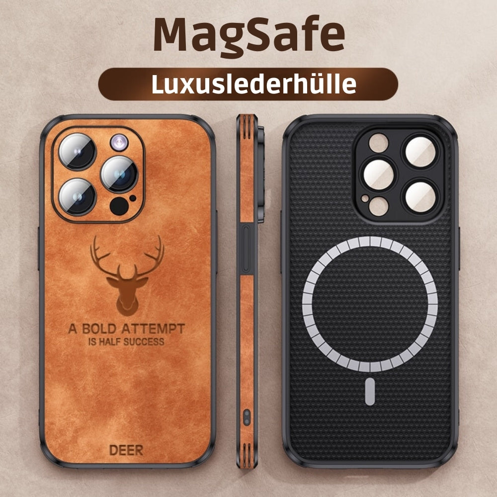 Luvikno | Deer - Luksuriøs Læder iPhone Deksel med Stilig Design og Sjokkbestandig Beskyttelse