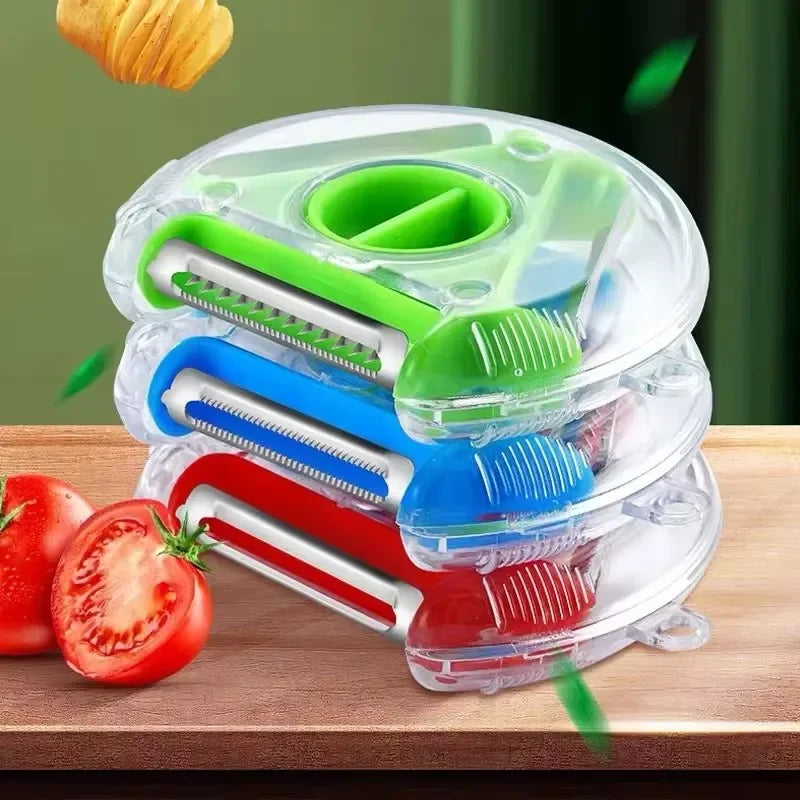 Magic Trio Rustfritt Stål Klinge Skreller Skiver Reber Julienne Cutter | Luvikno