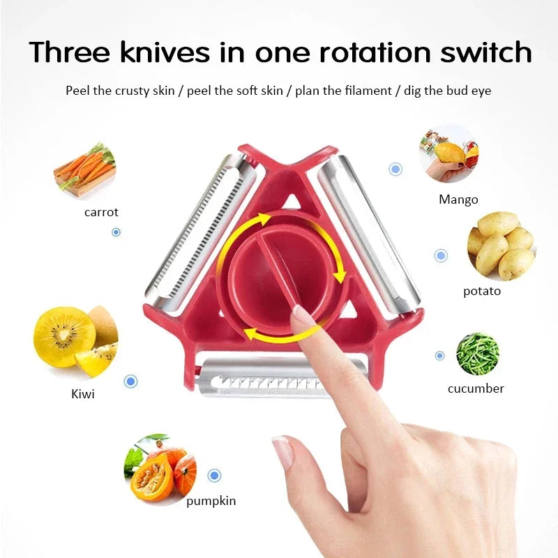Magic Trio Rustfritt Stålblad Skrelle Skiver Rive Julienne Kutte | Luvikno