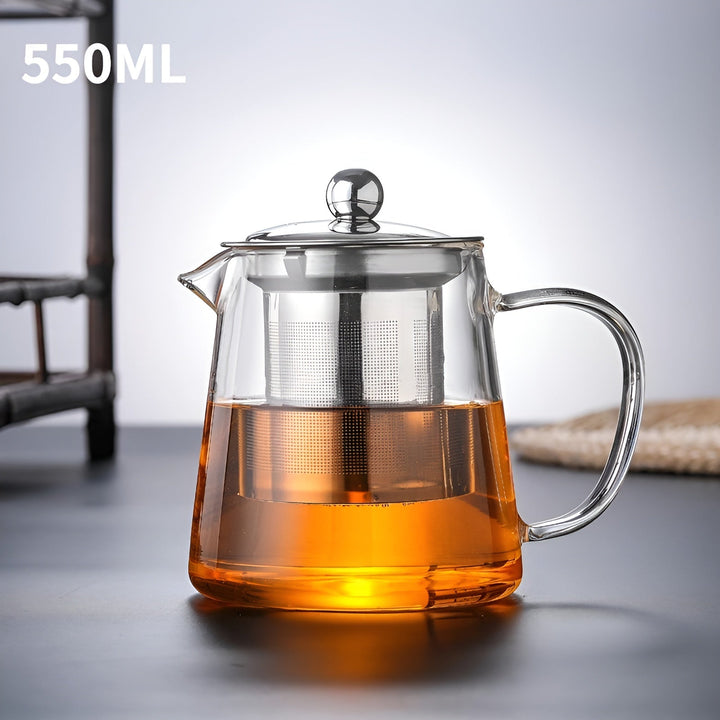 Luvikno | Teekanne Claritéa | Borosilicate glass | Med rustfritt stålfilter og trelokk | Varmeresistent og oppvaskmaskin trygg