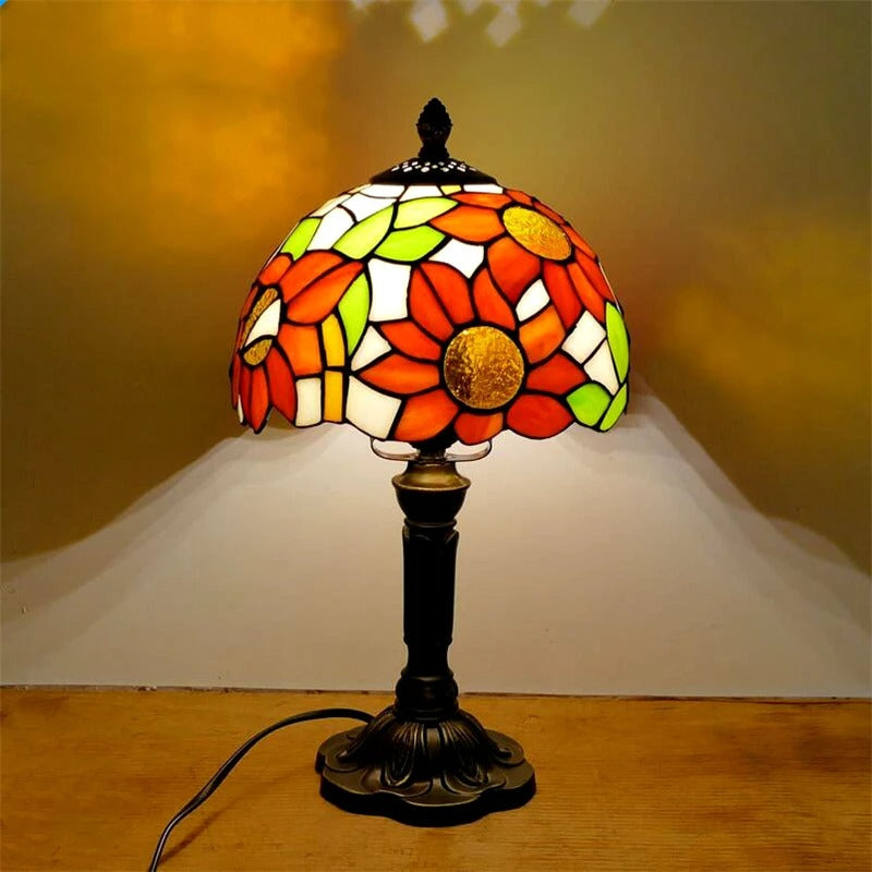 Vintage Tiffany Glass Retro Baroque LED Bordlampe E27 Luvikno