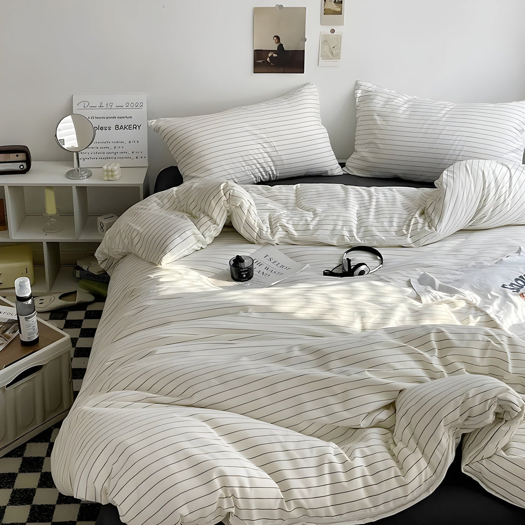 PureLoom Sengetøy Sett - Moderne hudvennlig sengetøysett (1 dyne + 1 flatt ark + 2 putetrekk) | Luvikno