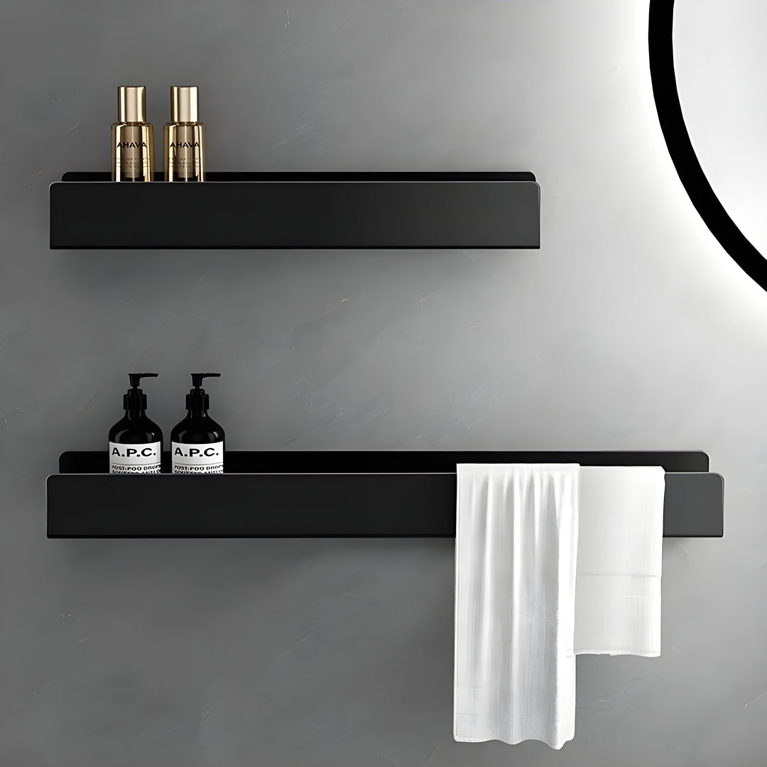 Svart Badekarmhylle – Moderne Design med Håndkleholder | Praktisk Oppbevaring for Badet | Luvikno