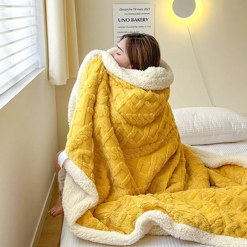 Luvikno | Tykk lammeull vinter fleece teppe - LuxyCozy