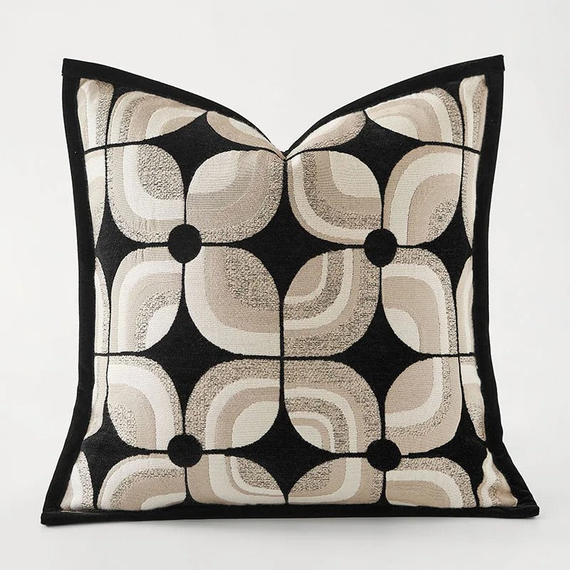 Luvikno | RegalRest Sofa Putetrekk - Geometrisk Putetrekk i Svart og Khaki - Moderne Eleganse