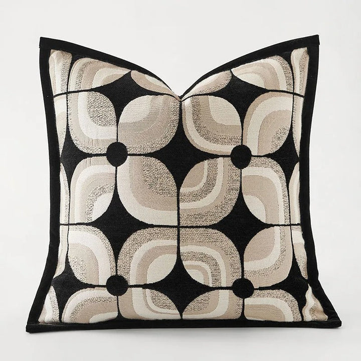 Luvikno | RegalRest Sofa Putetrekk - Geometrisk Putetrekk i Svart og Khaki - Moderne Eleganse