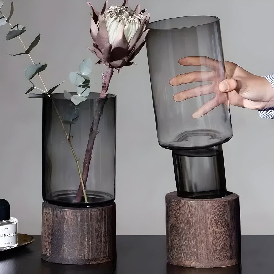 TranquilLuviknooom Vase – Europeisk Hydroponics Tre og Glass Vase | Luvikno