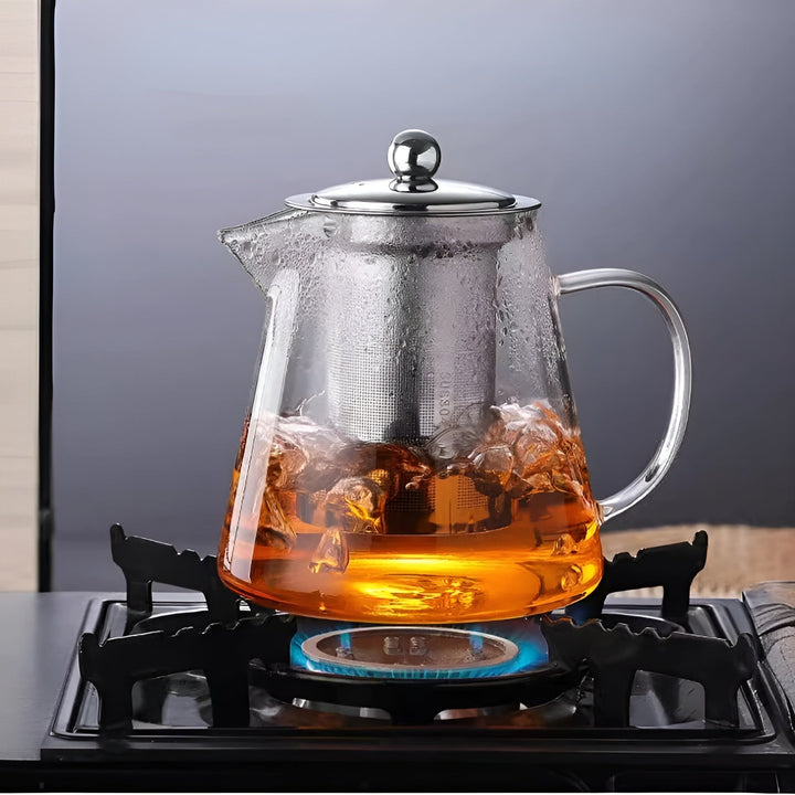 Luvikno | Teekanne Claritéa | Borosilicate glass | Med rustfritt stålfilter og trelokk | Varmeresistent og oppvaskmaskin trygg