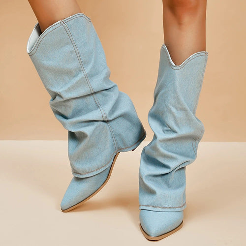 Luvik | Block Heels Naisten Denim saappaat