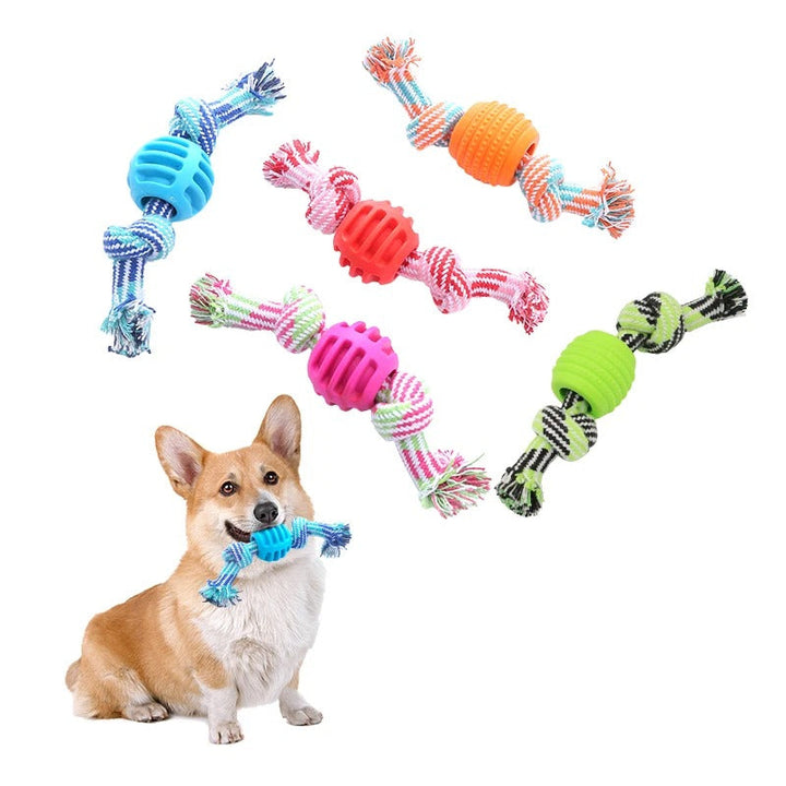 Pet Dog Toy Bomull Tau Dobbel Knute Luvikno