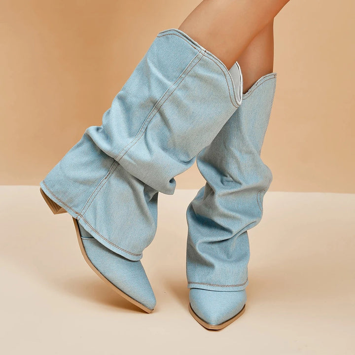 Luvik | Block Heels Naisten Denim saappaat