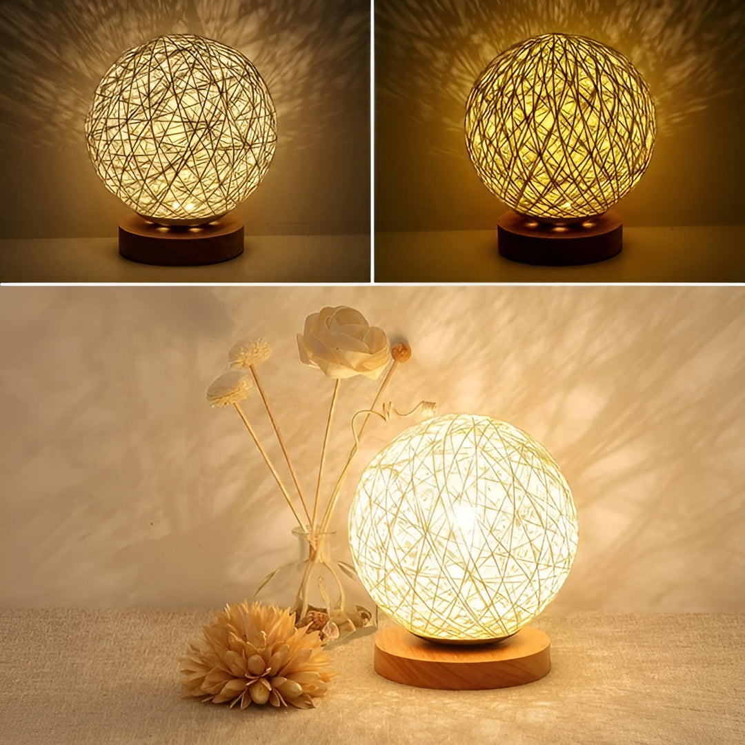 TwineGlow Lys - Moderen USB Oppladbar Rattan Bordlampe | Luvikno