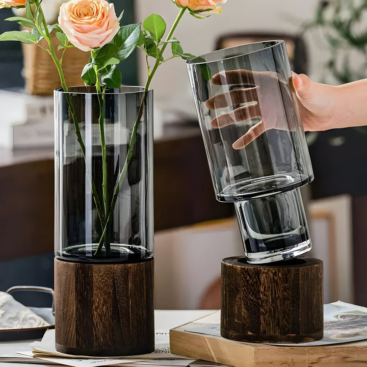 TranquilLuviknooom Vase – Europeisk Hydroponics Tre og Glass Vase | Luvikno